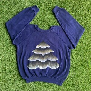 Vintage Evergreen Tree Snow Crew Neck
